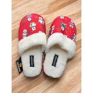 Joe Boxer Women's Red Polar Bear Fuzzy Slippers Medium Width Plush